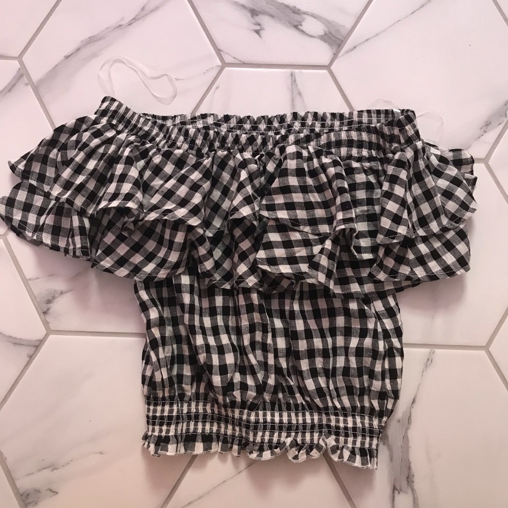 Off the shoulder gingham top